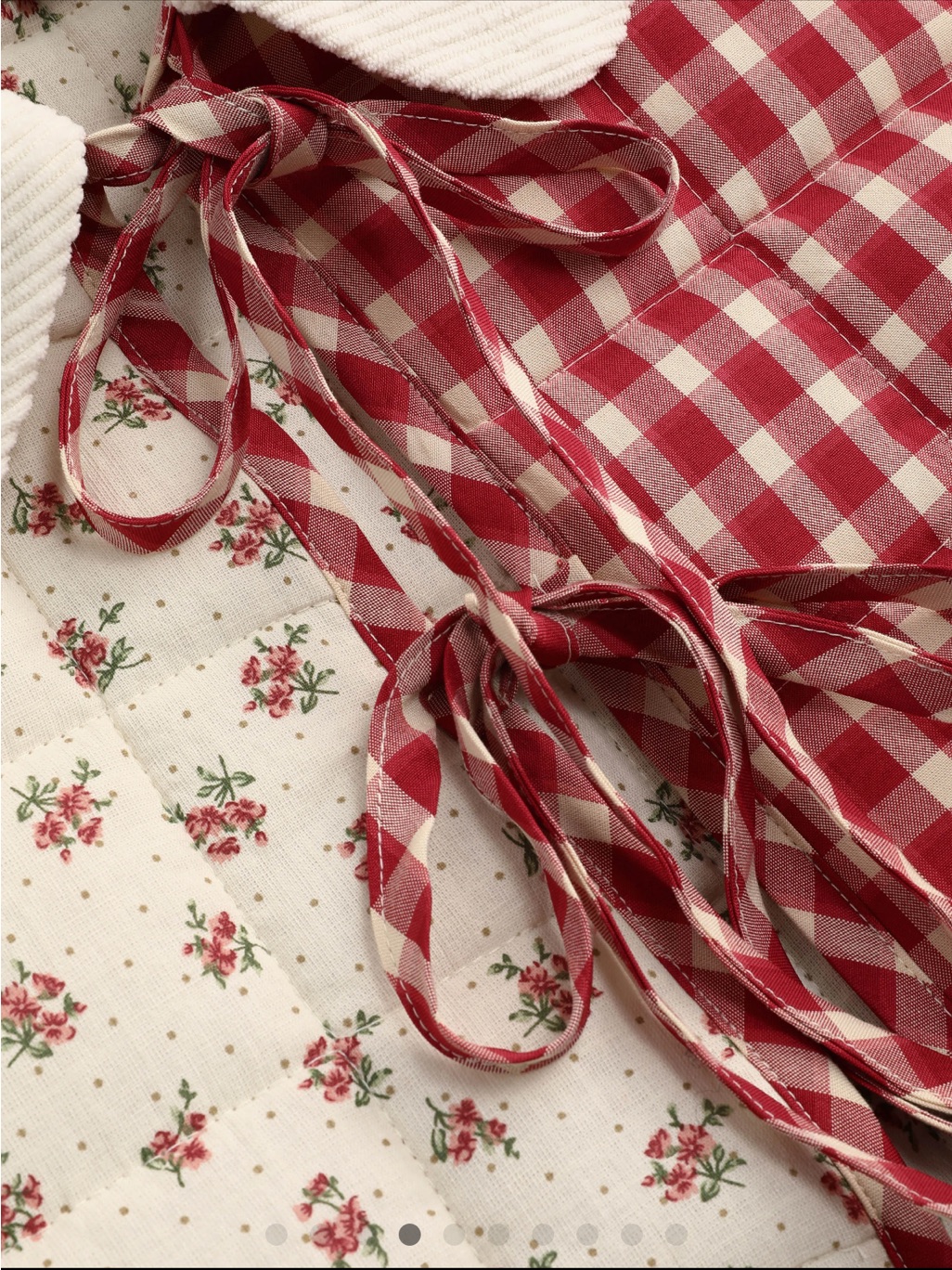 Nwt Cider Oversized Contrast Check Tie Front Bow Vest — image 4 of 8